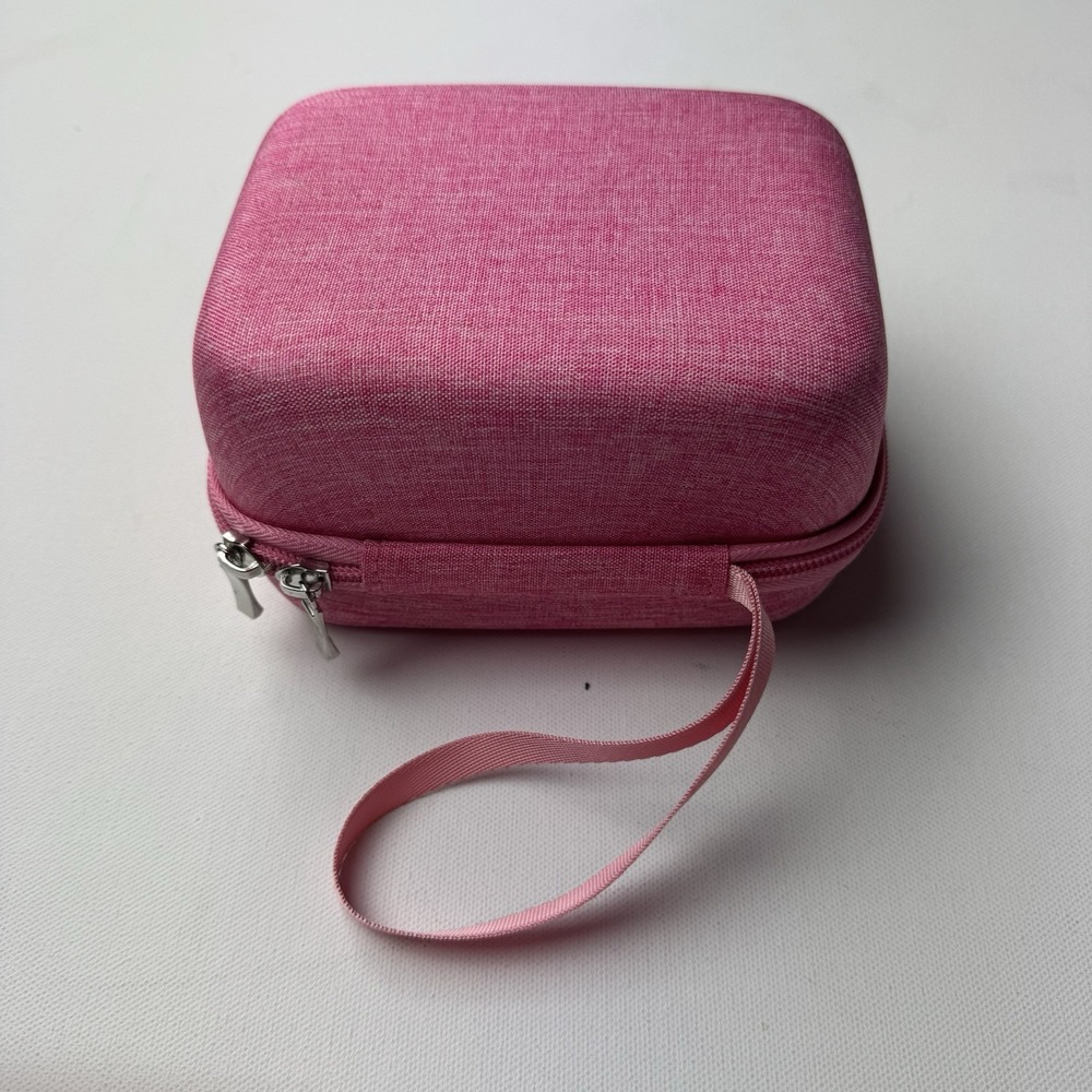 Pink Hard Shell Travel Organizer Case Zipper Carrying Case with Wrist Strap